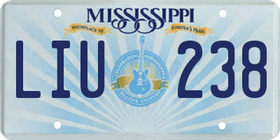 MS license plate LIU238