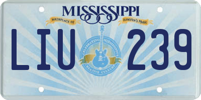 MS license plate LIU239