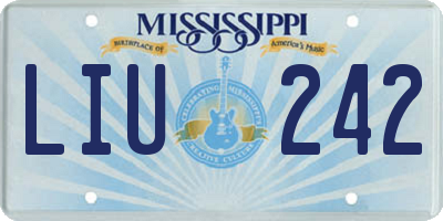MS license plate LIU242