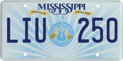 MS license plate LIU250