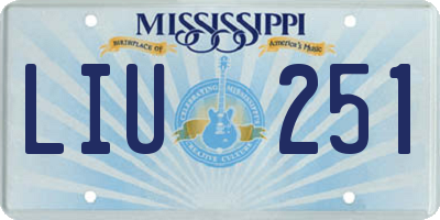 MS license plate LIU251