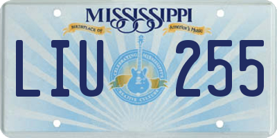 MS license plate LIU255