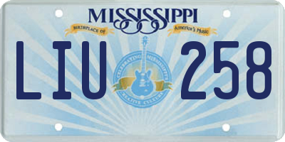 MS license plate LIU258