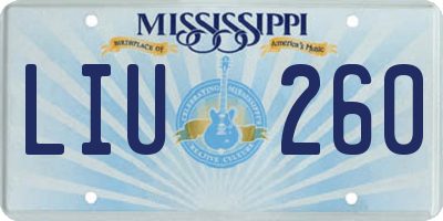 MS license plate LIU260