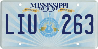 MS license plate LIU263