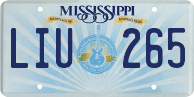 MS license plate LIU265