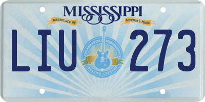 MS license plate LIU273