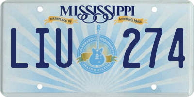 MS license plate LIU274