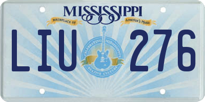 MS license plate LIU276