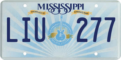 MS license plate LIU277