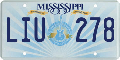 MS license plate LIU278