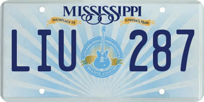 MS license plate LIU287