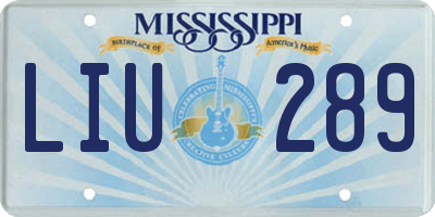 MS license plate LIU289