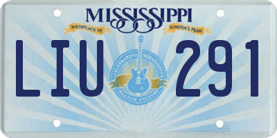 MS license plate LIU291