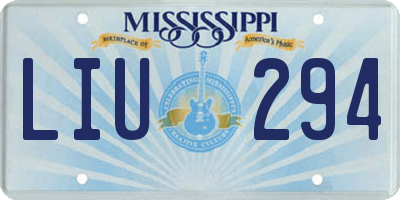 MS license plate LIU294