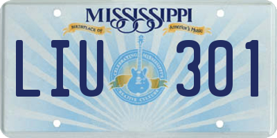 MS license plate LIU301