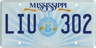 MS license plate LIU302