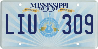MS license plate LIU309