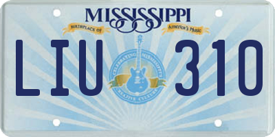 MS license plate LIU310