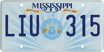 MS license plate LIU315