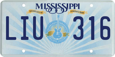 MS license plate LIU316