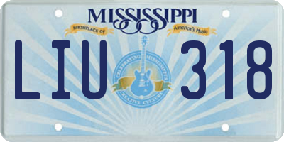 MS license plate LIU318