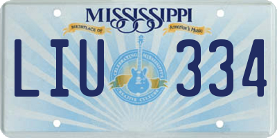 MS license plate LIU334