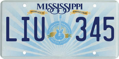 MS license plate LIU345