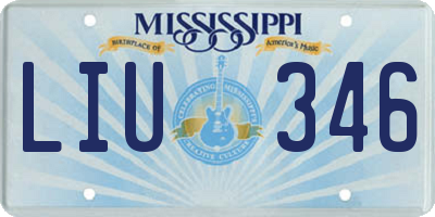 MS license plate LIU346