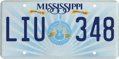 MS license plate LIU348