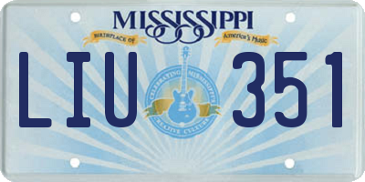 MS license plate LIU351