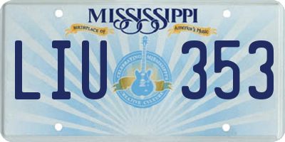 MS license plate LIU353