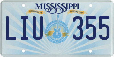 MS license plate LIU355