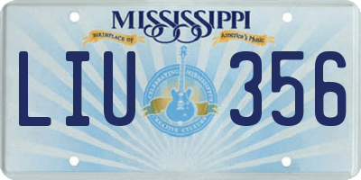 MS license plate LIU356