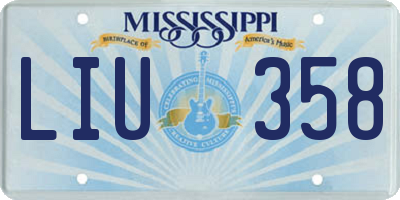 MS license plate LIU358