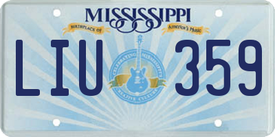 MS license plate LIU359