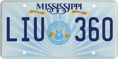 MS license plate LIU360