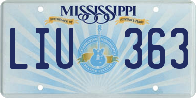 MS license plate LIU363