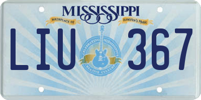 MS license plate LIU367