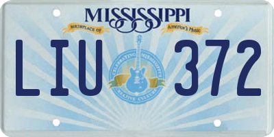 MS license plate LIU372