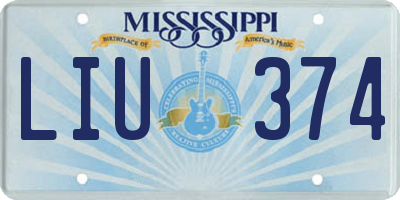 MS license plate LIU374