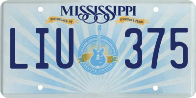 MS license plate LIU375