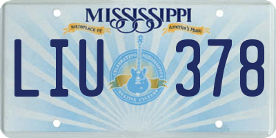 MS license plate LIU378