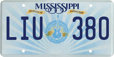 MS license plate LIU380