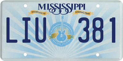 MS license plate LIU381