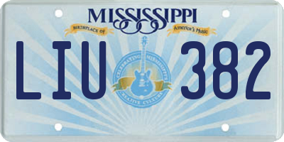MS license plate LIU382