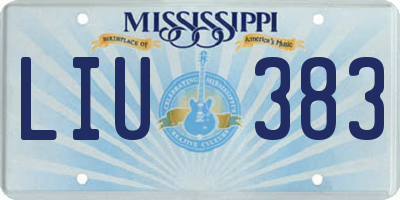 MS license plate LIU383