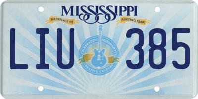 MS license plate LIU385