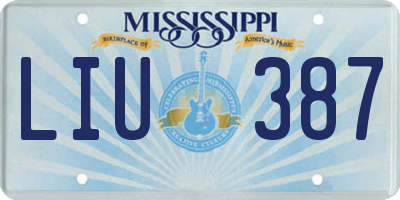 MS license plate LIU387
