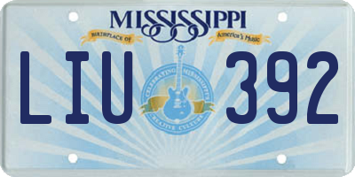 MS license plate LIU392
